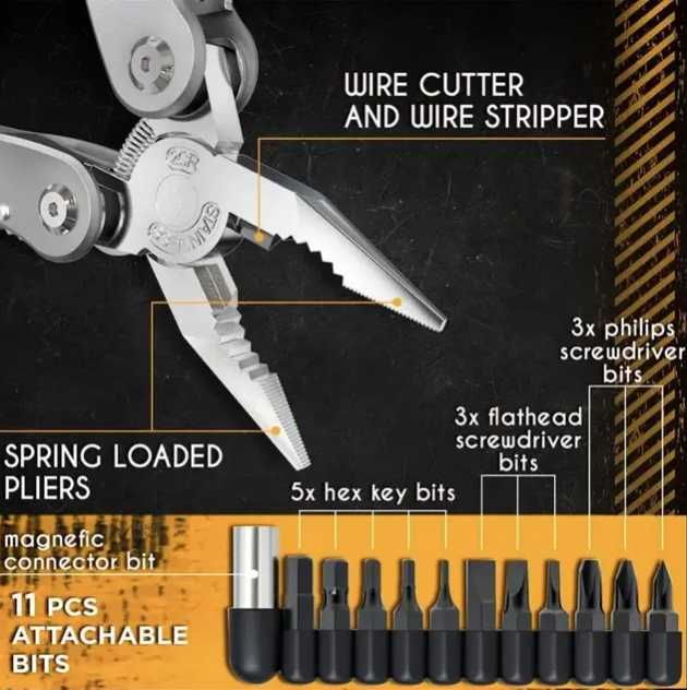 Мультитул тактичний Sanke Rescue Multi Tool 24 in 1, зі сталі з бітами