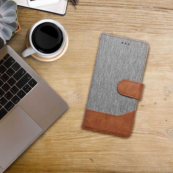 Etui Kabura Book Szara do Samsung Galaxy A15 4G / A15 5G + Szkło Hartowane