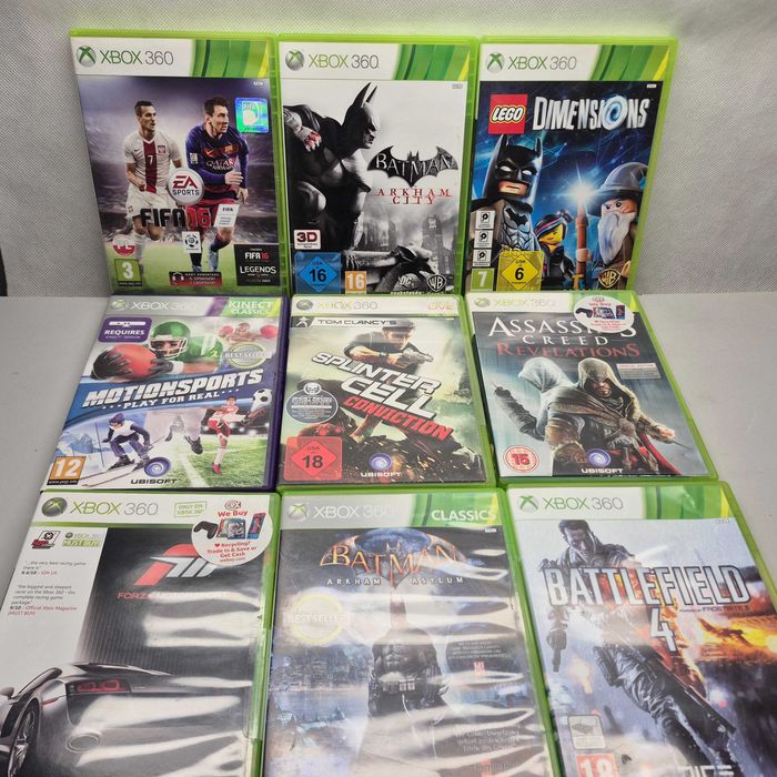 Konsola Xbox 360 2 pady Kinect 9 gier; Komis Jasło Igielna