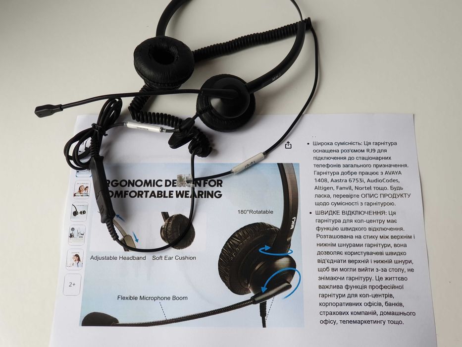 гарнітура Binaural MKJ-308DSQD002P   ADDASOUND DN1001 To RJ9