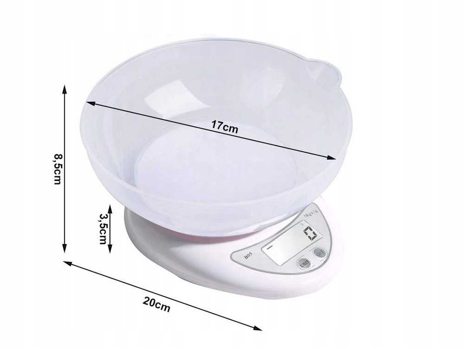 WAGA KUCHENNA ELEKTRONICZNA Cyfrowa Z Misą Miska 5kg LCD  Dokładna