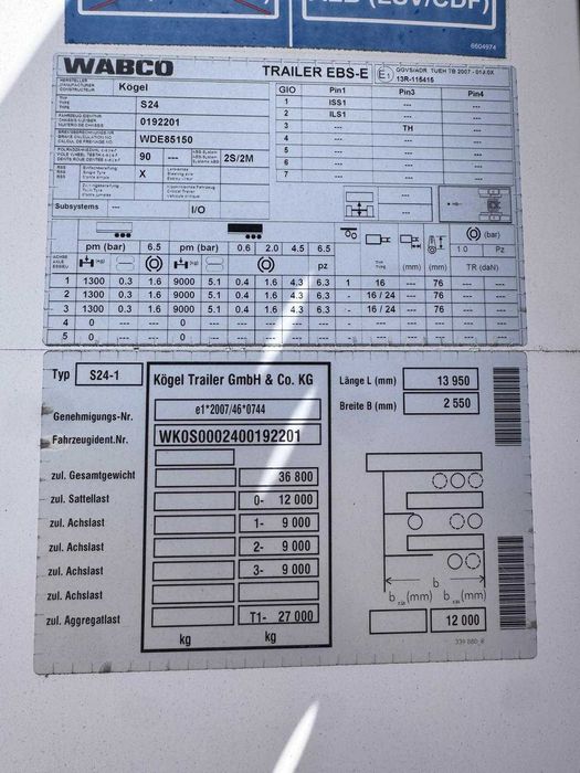 Naczepa Kogel , Firanak  , S24 Osie SAF