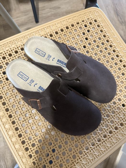 Birkenstock boston czekoladowe 39 brazowe mule klapki
