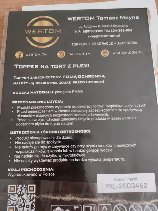 Topper roczkowy złota plexi