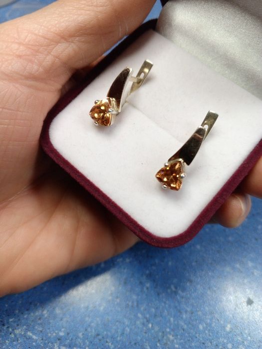 Срібні з золотою вставкою сережки