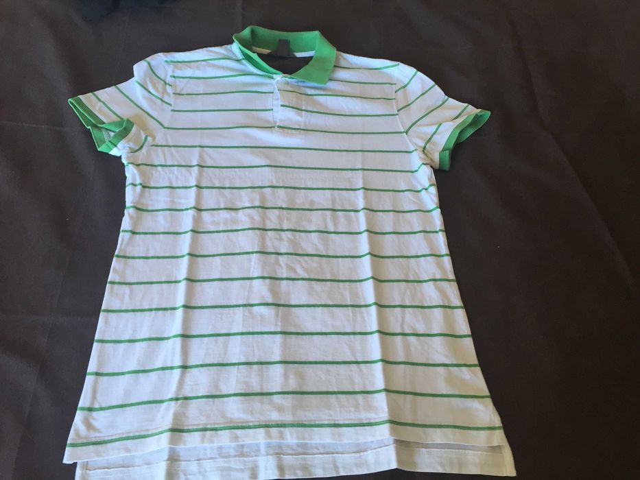 polo verde e branco riscas tamanho m