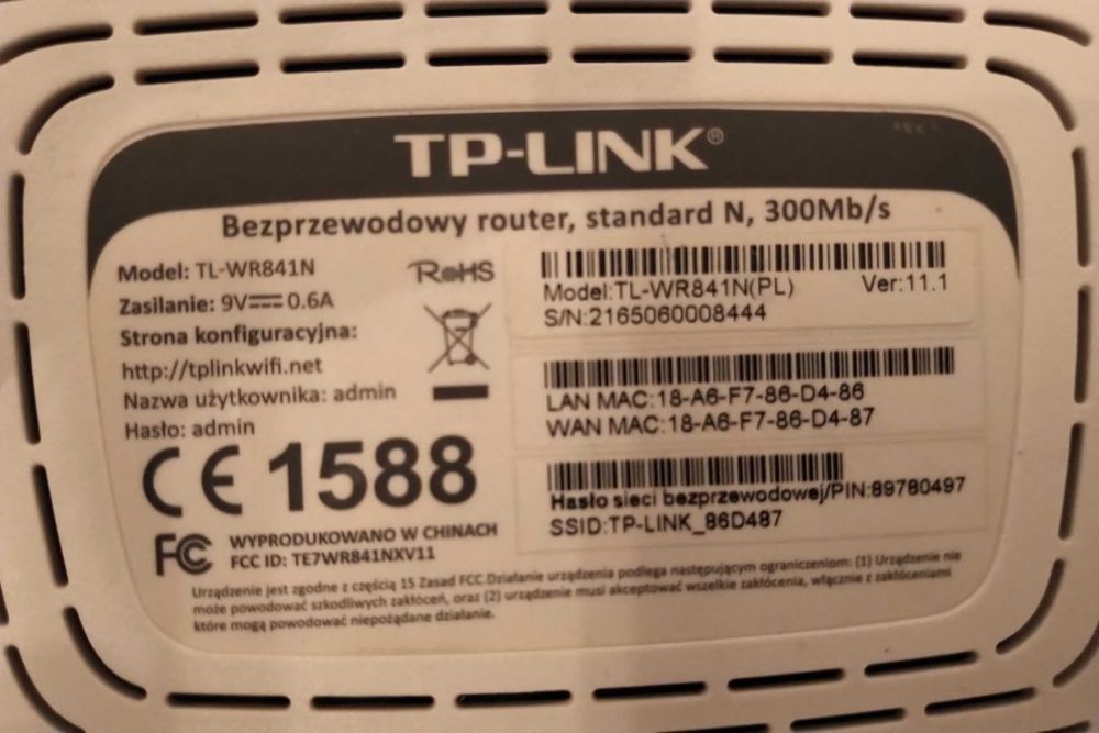 Router ruter bezprzewodowy TP-Link 300Mb/s TL-WR841N