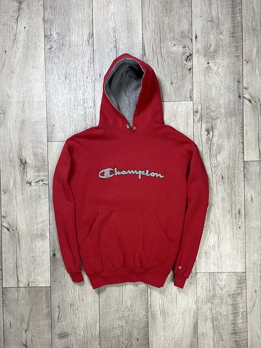Champion кофта балахон M-L размер толстовка красная с принтом