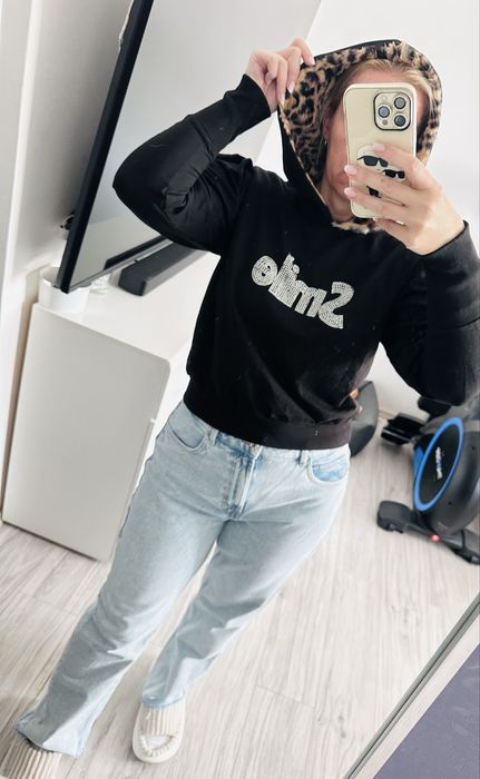 Bluza z kapturem panterka zwierzęcy print