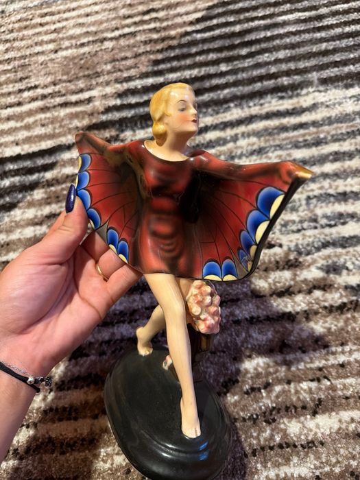 Figurka GOLDSCHEIDER Art Déco Tancerka Motyl lata 30.