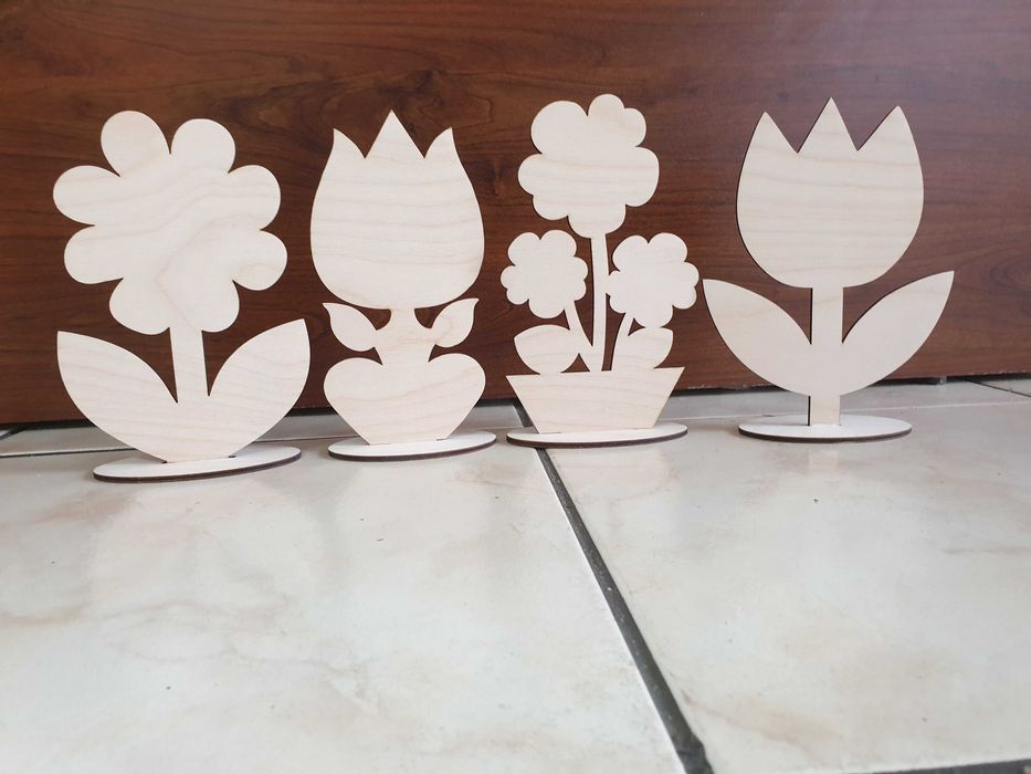 Drewniany kwiatek prezent dekor 17cm