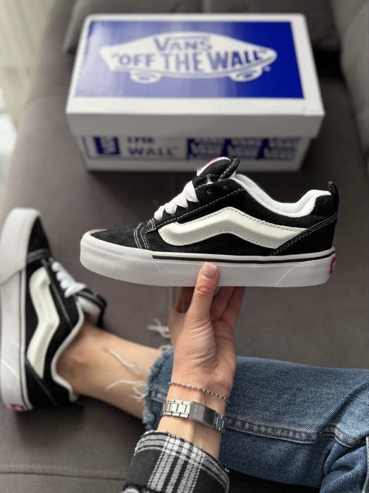 Найкраща Якість! Кросівки Vans Knu Skool Black White Чорно-білі Ванс Кну