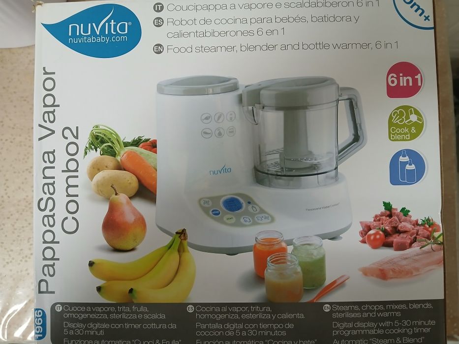 Processador de alimentos, aquecedor e esterilizador de biberões Nuvita