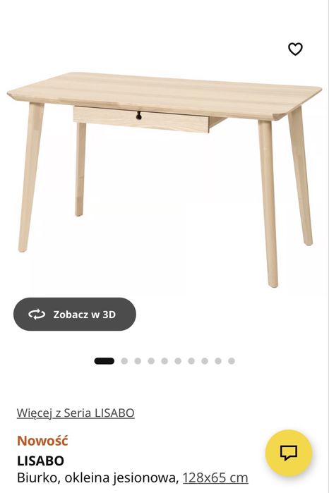 Ikea Lisabo Biurko, 128×65 cm