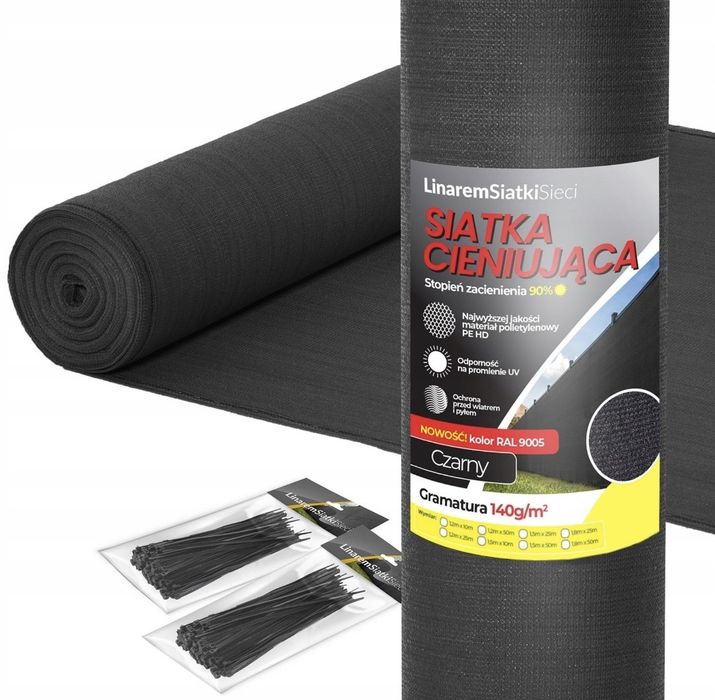 Siatka cieniująca 90% maskująca 1,5x50m czarna
