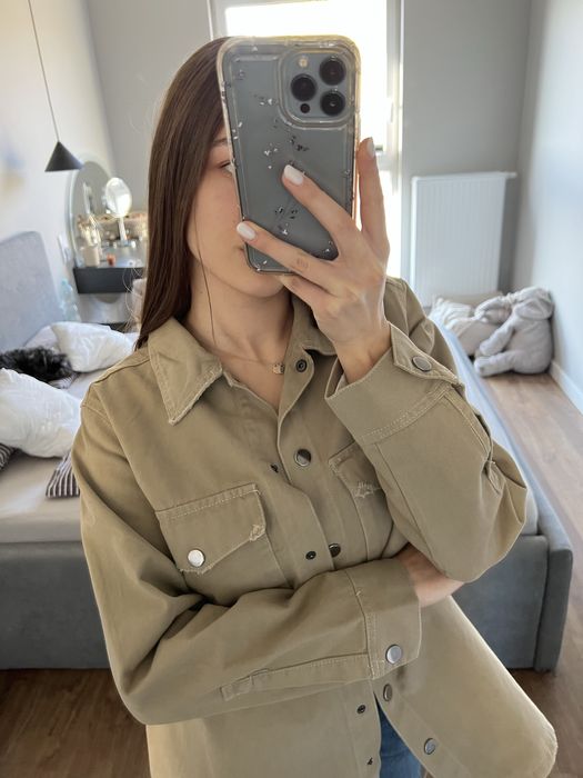 Koszulowa kurtka brązowa nowa z wiązaniem