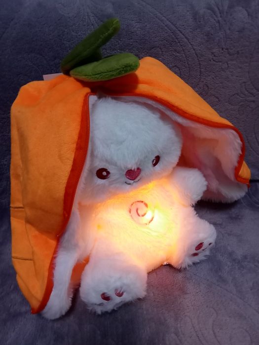 В НАЯВНОСТІ! М'яка іграшка нічник зайчик трансформер в полуничці або