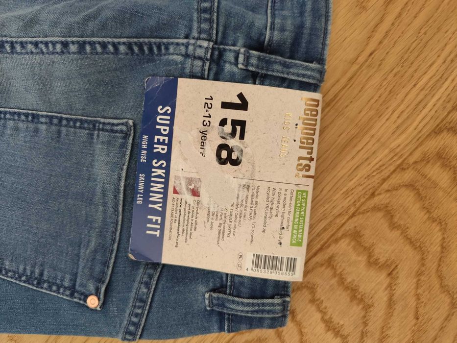 Nowe jeansy dziewczęce skinny fit 158 niebieskie