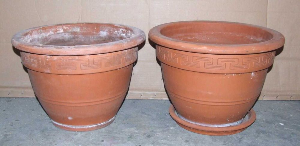 2x Duża gliniana donica ogrodowa fi 46 cm. doniczka ceramiczna