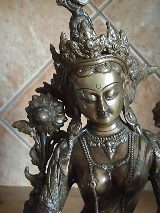 Figura Bogini BIAŁA TARA stara zabytkowa ręcznie robiona