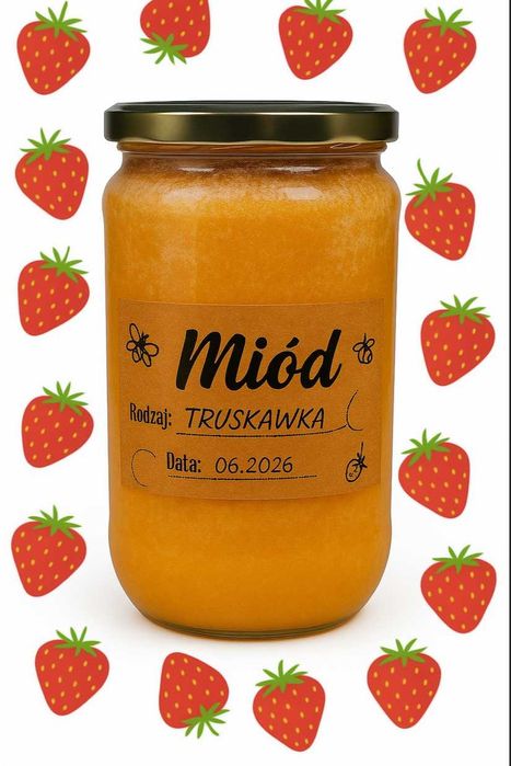 NATURALNY Miód  - Truskawka 950g DUŻY SŁOIK
