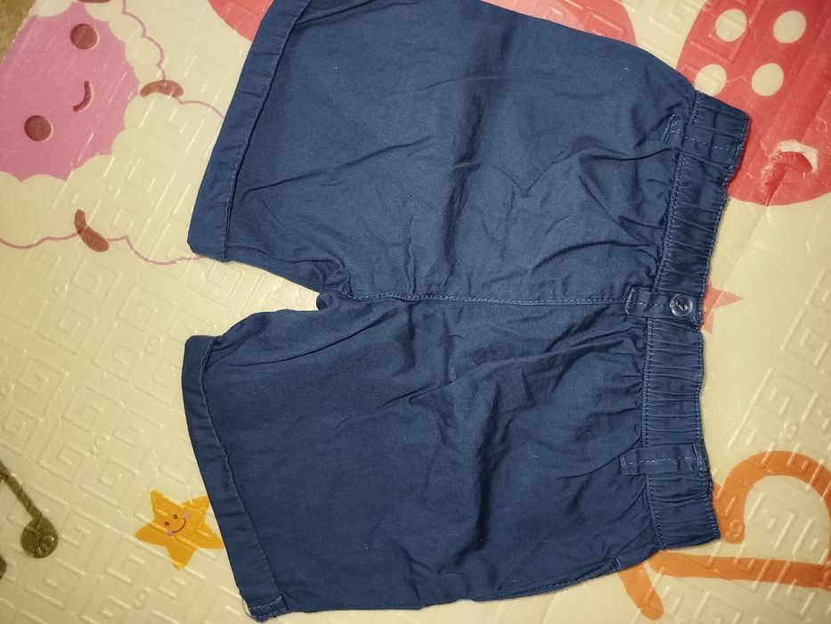 Шорти для хлопчика сині нарядні 80-86 , футболка біла дитяча 80-86