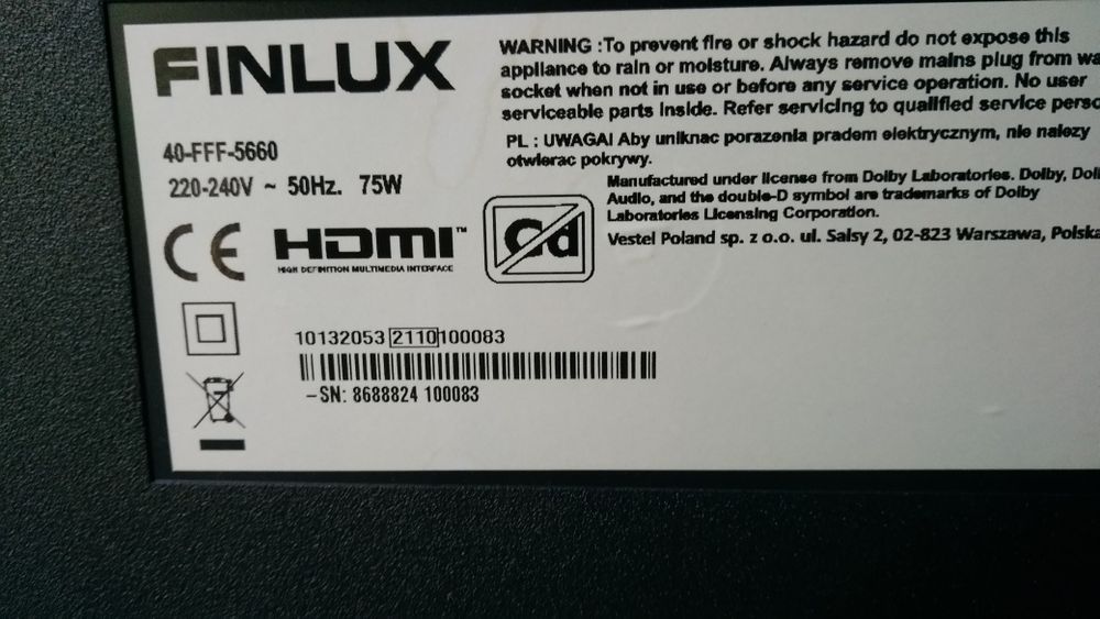 Telewizor Finlux 40"led ,dvbt-2 ,Smart