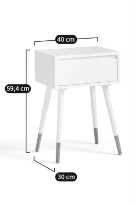 2 Mesas de cabeceira JANIK, MDF lacado, Pernas madeira maciça (La Redoute)