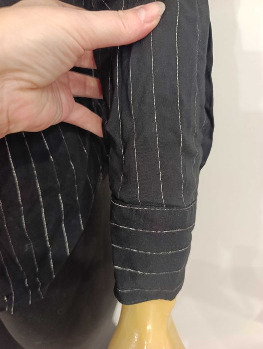 Sinsay koszula XXS czarna w paski wiskoza elegancka taliowana biurowa