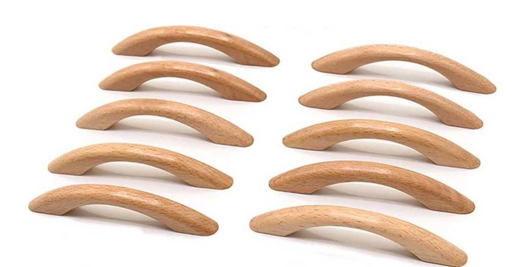 Drewniane rączki uchwyty meblowe 10 sztuk  łukowy uchwyt ze śrubami