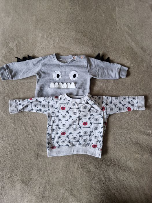 Bluzy niemowlęce szare 2 szt. 5.10.15 R. 68/ Baby Bear Leon 62/68