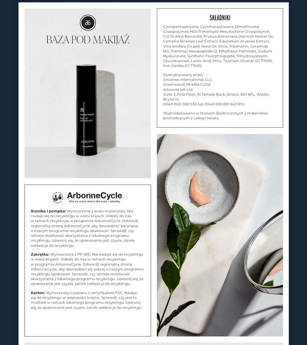 Baza pod podklad Arbonne nowa