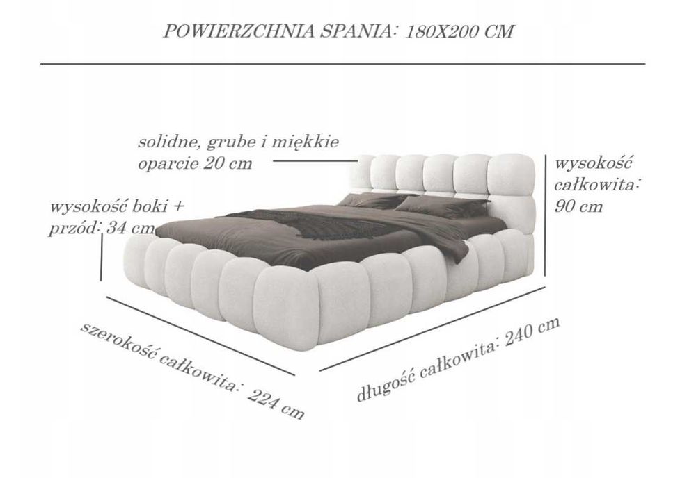 Łóżko LAGO Białe Beżowe  160cm - OFERTA MAGAZYNOWA – Wysyłka Od 3 Dni