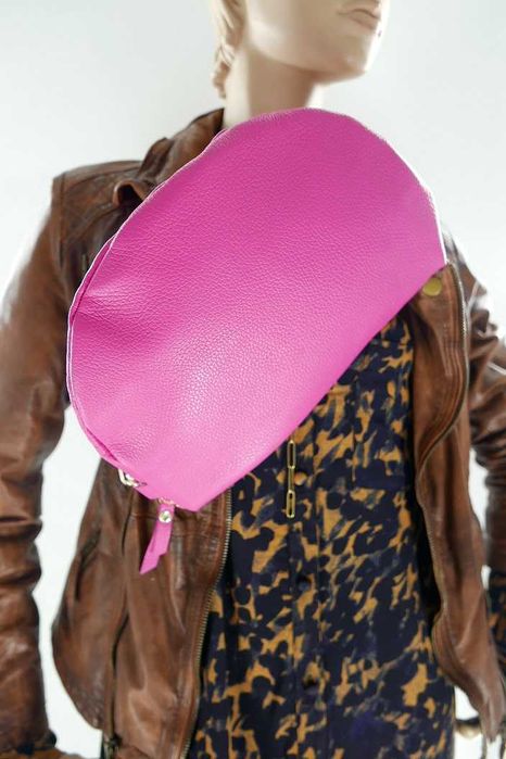 Nerka Torebka Włoska Skóra Naturalna Fuksja Róż Nowa