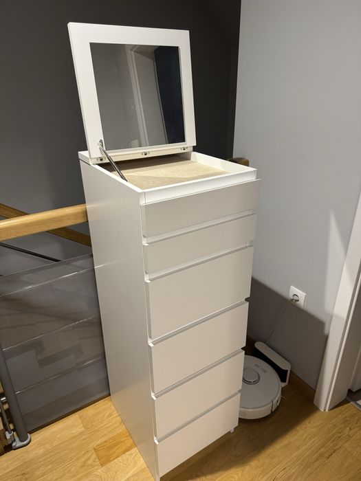 Ikea Malm komoda biała 6 szuflad/lustro 40x123