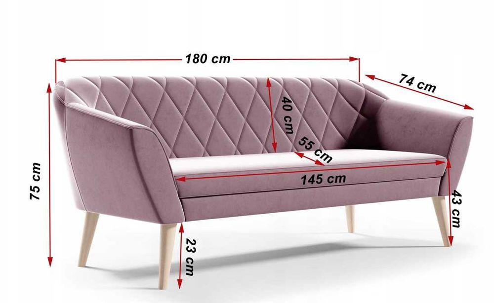 Sofa 3-osobowa GLORIA - styl skandynawski