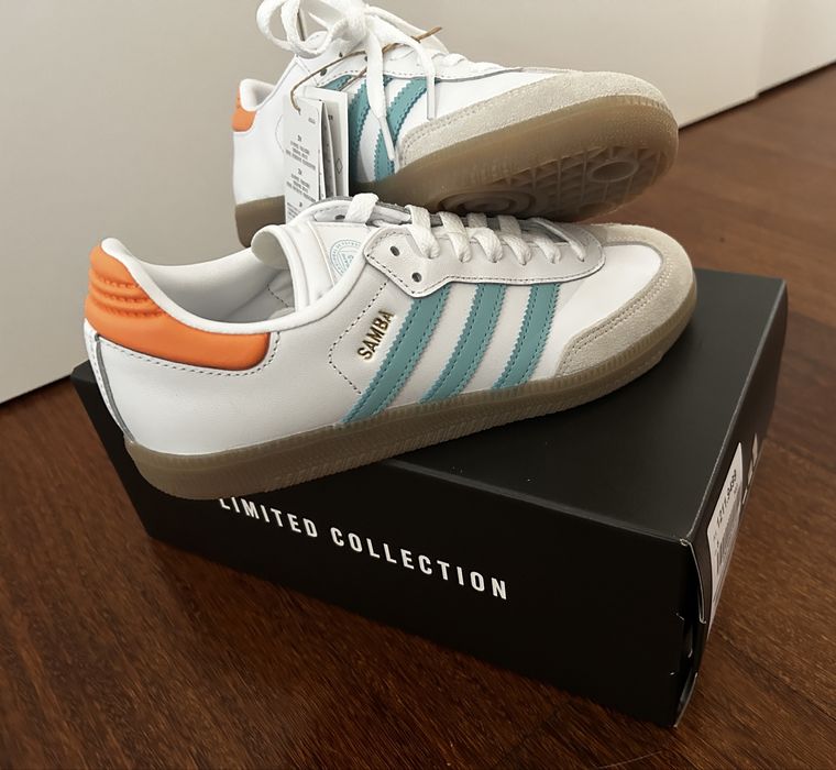 Sapatilhas samba azul turquesa e coral