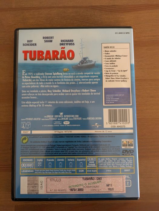 DVD " Tubarão - Edição Colecionador " 1975  (Como Novo)