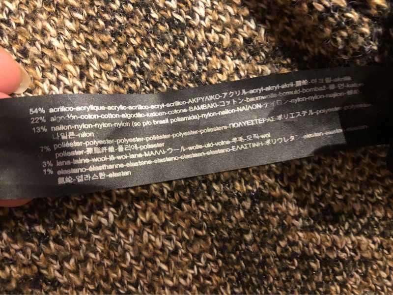 Narzutka Zara Knit rozm M oversize z wełną