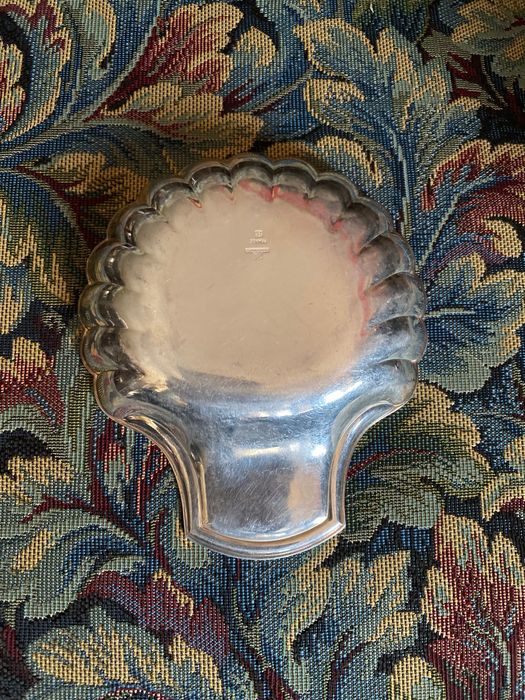 Concha Vieira de Escargots Caracóis Prata Christofle Brasão 13,2 cm