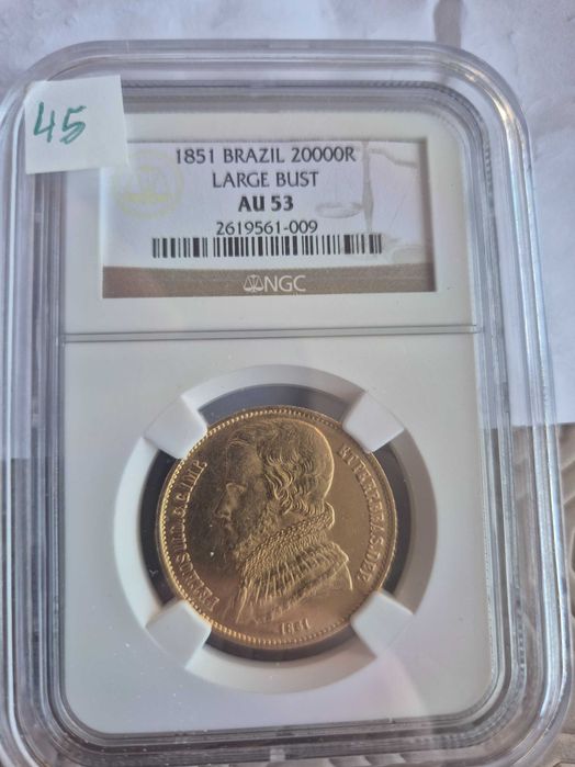 Moeda ouro Brasil D Pedro II-20.000 réis ( escassa)
