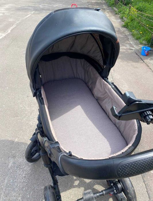 Дитячий коляска 2 в 1 Angelina Amica Bliss Еко шкіра ( колір чорний)