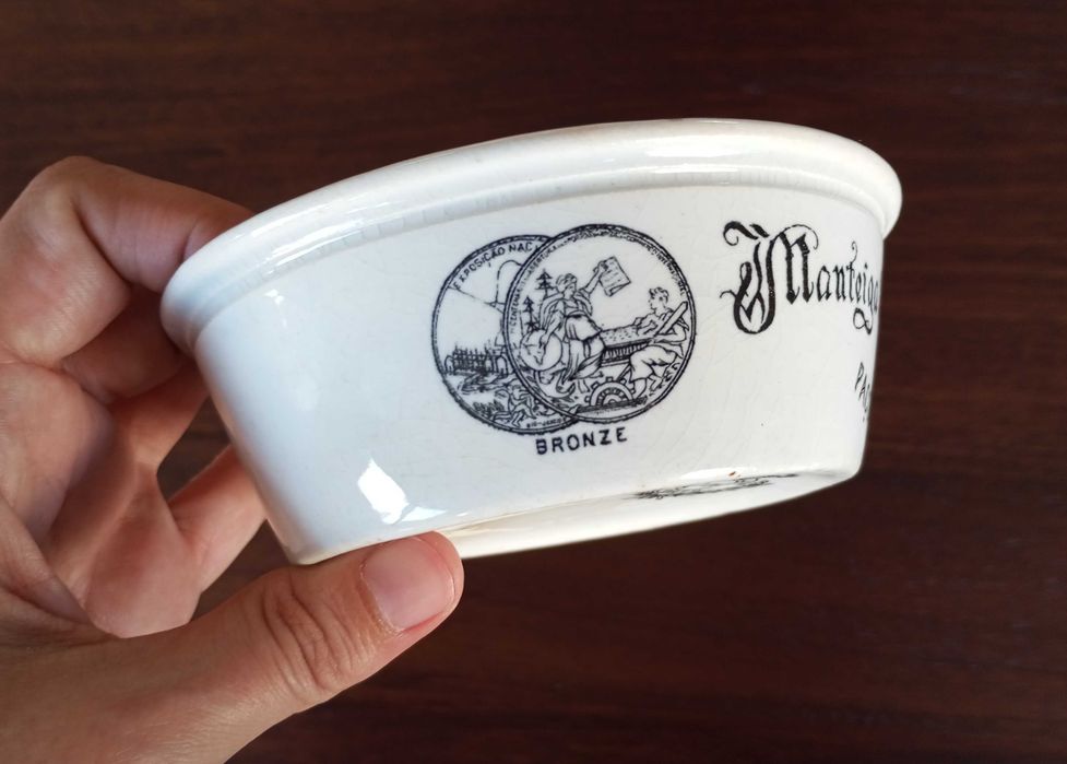 Antiga tigela/taça publicitária Manteiga da Quinta de Fontello em faiança Massarellos Porto