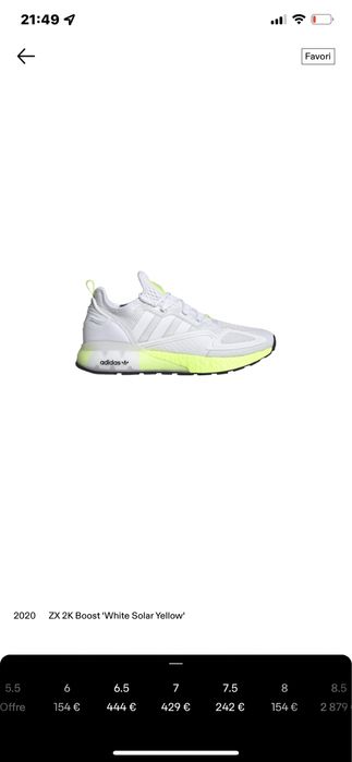 Adidas ZX 2K boost « white solar yellow »