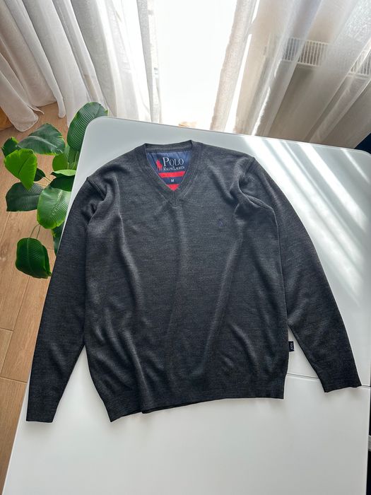 темно-сірий чоловічий вовняний светр поло Polo Ralph Lauren M/L розміру