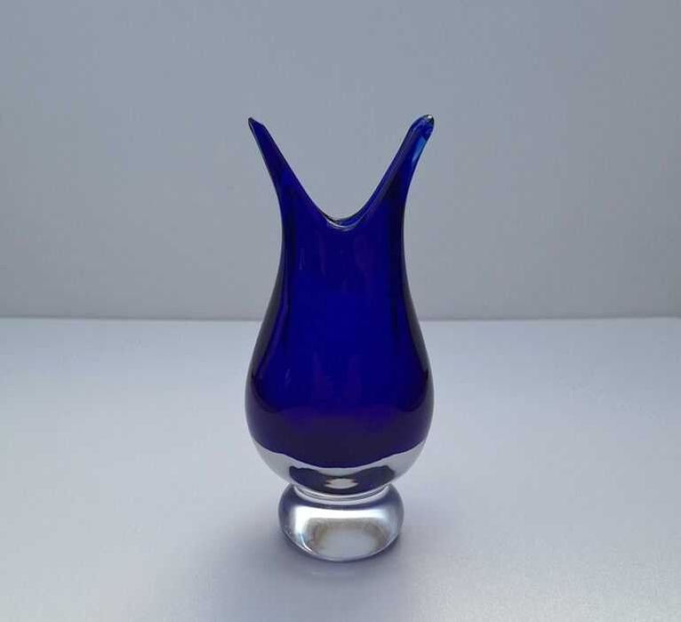 Mini wazonik kobaltowe szkło -  12 cm