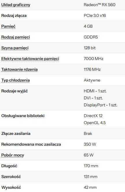 Karta graficzna ASRock Radeon RX 560 Phantom Gaming 4GB GDDR5