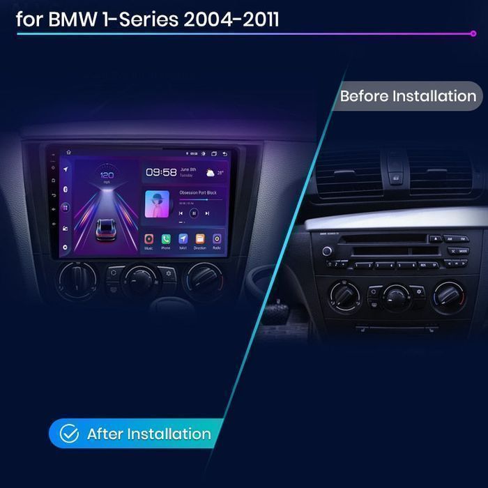 BMW E81–E88 – Radio Android 15 9” CarPlay Android Auto 1GB/16GB GPS Nawigacja Stacja Multimedialna WiFi Bluetooth PL