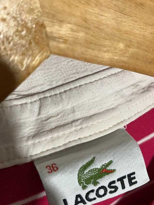 rozowa damska koszulka z dlugim rekawem kolnierzyk lacoste