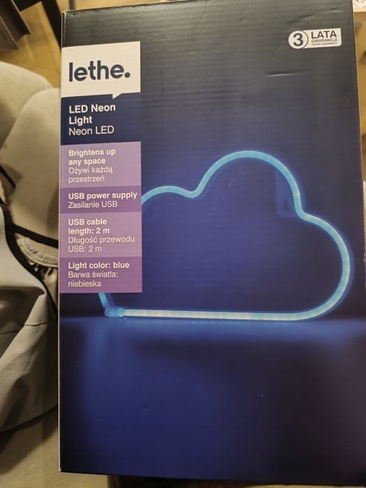 Neon led 2m niebieski lethe biedronka usb